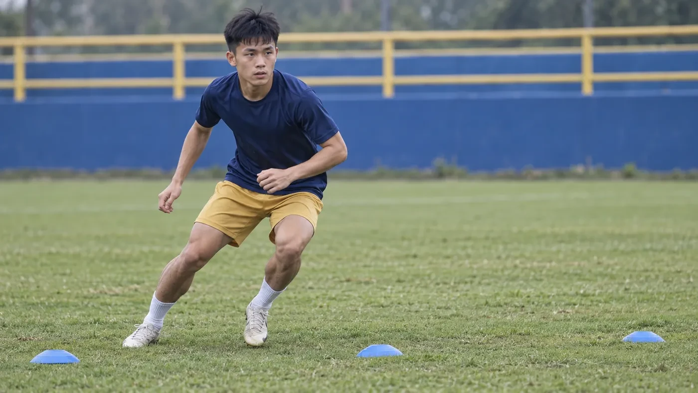 Hồ Văn Cường tập giảm tốc và giữ tư thế phòng ngự