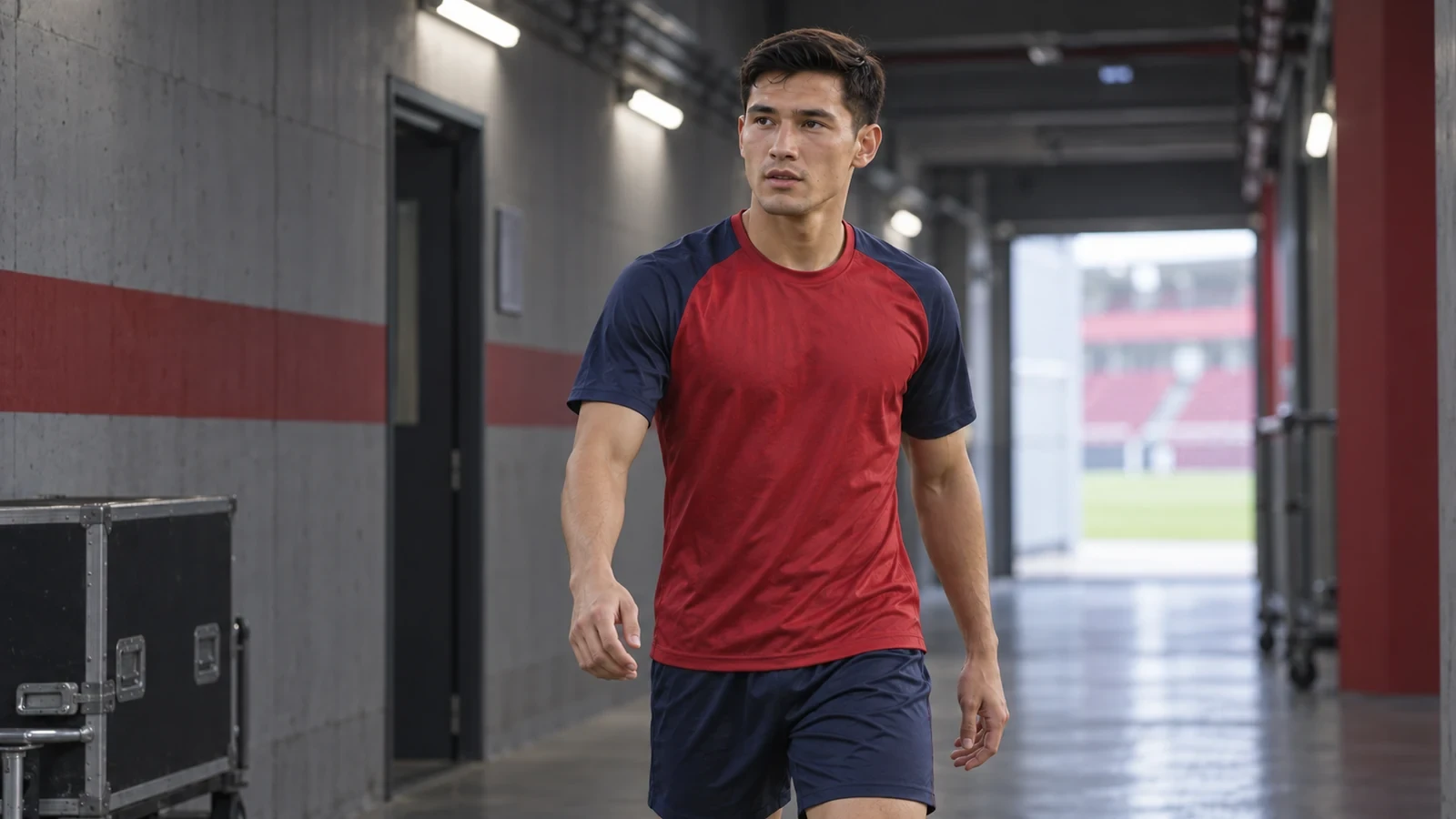 Kyle Colonna trong hành lang cầu thủ trước buổi tập
