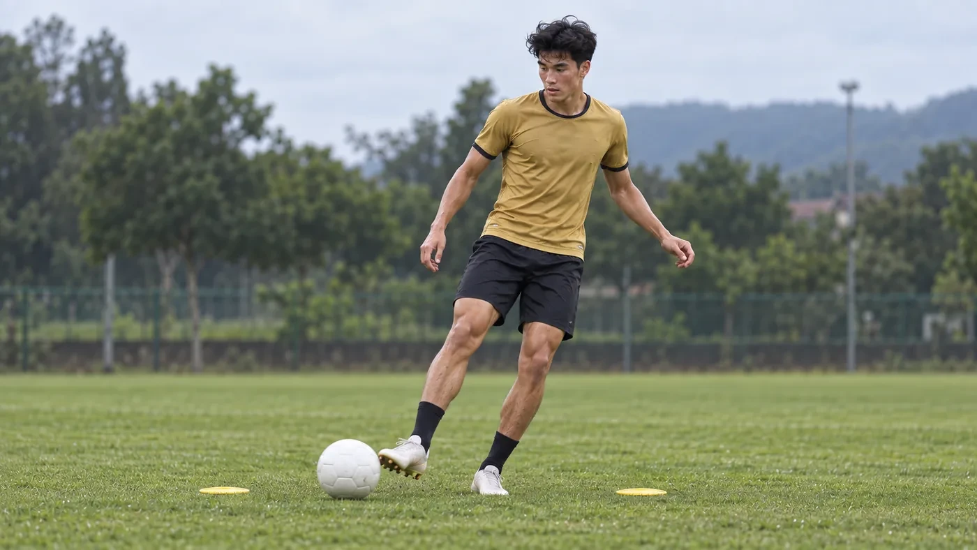 Roberto Cittadini mở thân thực hiện đường chuyền trên sân tập